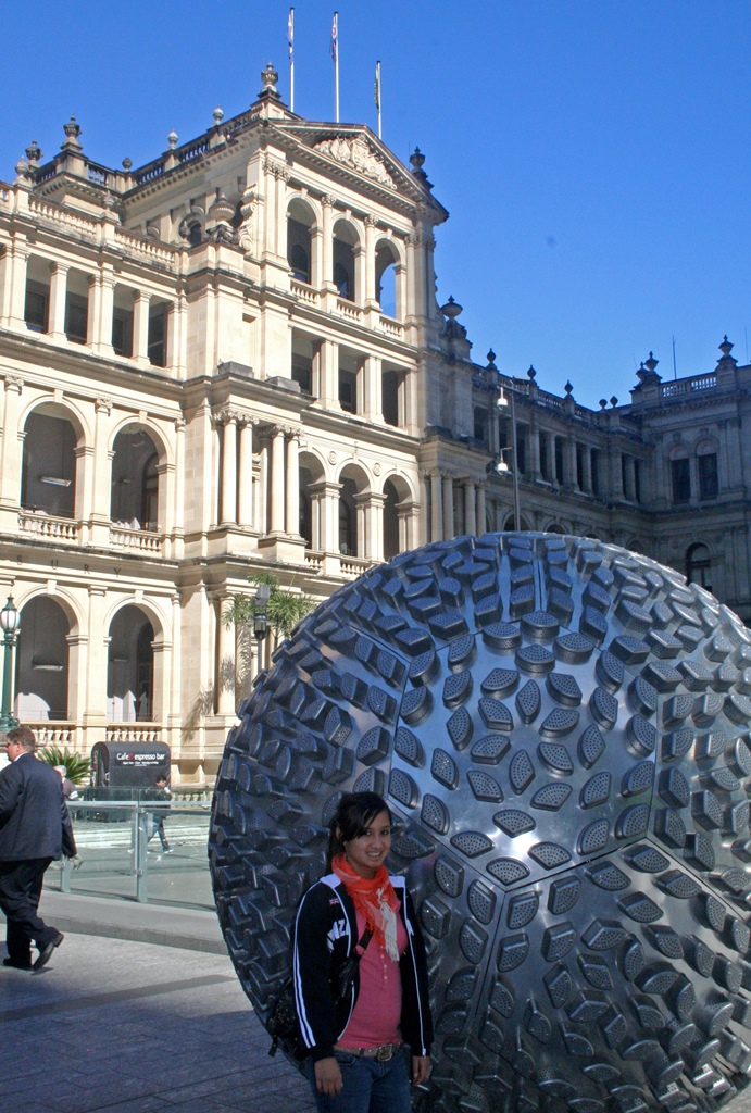 Connie with Treasury Building, Queen Street